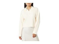 The Drop Women Marcy Ribbed Polo Top