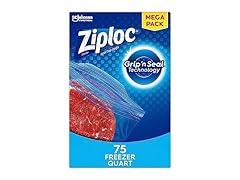 Ziploc Freezer Bags, Quart, 75-Count