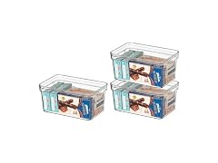 Basicwise Set of 3 Small Clear Storage Containers with Lid