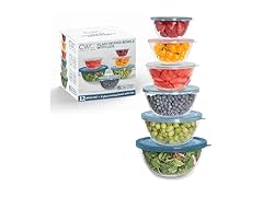 COOK WITH COLOR 12 Pc Blue/Pink Glass Mixing Bowl Set