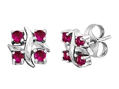 SS Created Pink Sapphire X Earrings