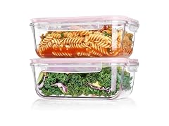 Vtopmart Pink 2 Pack 63oz Glass Containers W/ Lids