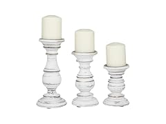 Set of 3 Candlestick Holder 10", 8", 6”H, White