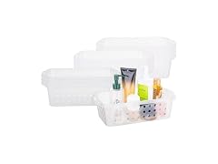 Cetomo Plastic Storage Baskets with Handle,Transparent, 12 Pack