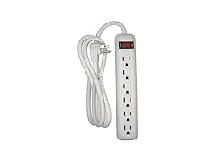 Clear Power 6 Outlet Power Strip, 8 ft