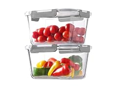 HOMBERKING 4pc 63oz Grey Glass Food Containers
