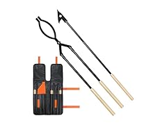 USENIOR Firewood Log Grabbers and Fire Poker Set