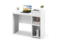 Tangkula White Desk with Drawer