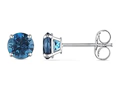 14k White Gold Blue Topaz Stud Earrings