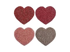 Karma, Heart Shaped Beaded Drink Coasters Set of 4