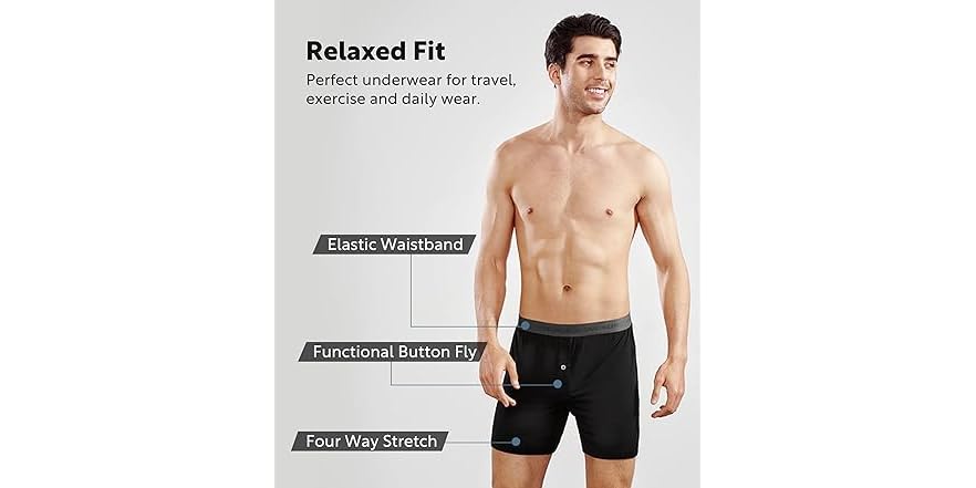 Men's 3 Pack Bamboo Rayon Boxers, Small