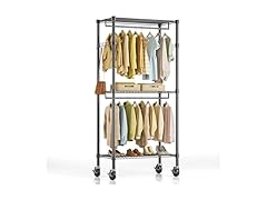 Simple Deluxe Rolling Clothes Rack, Black