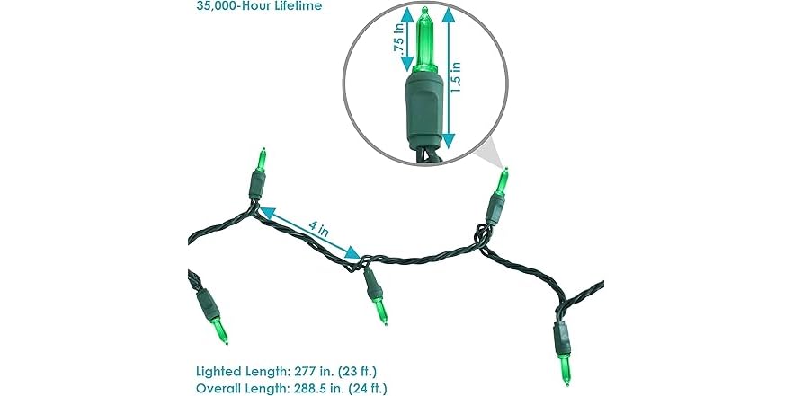 Sunnydaze Decor Smooth LED String Lights Green