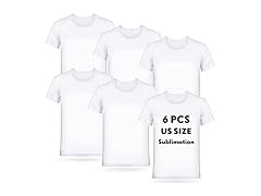 6-Pack Men's White Blank Crew T-Shirts