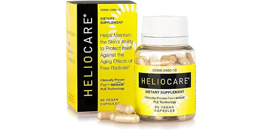 Heliocare Skin Care Dietary Supplement: 240mg Polypodium Leucotomos Extract Pills - Antioxidant Rich Formula with Fernblock and PLE Technology - 60 Veggie Capsules