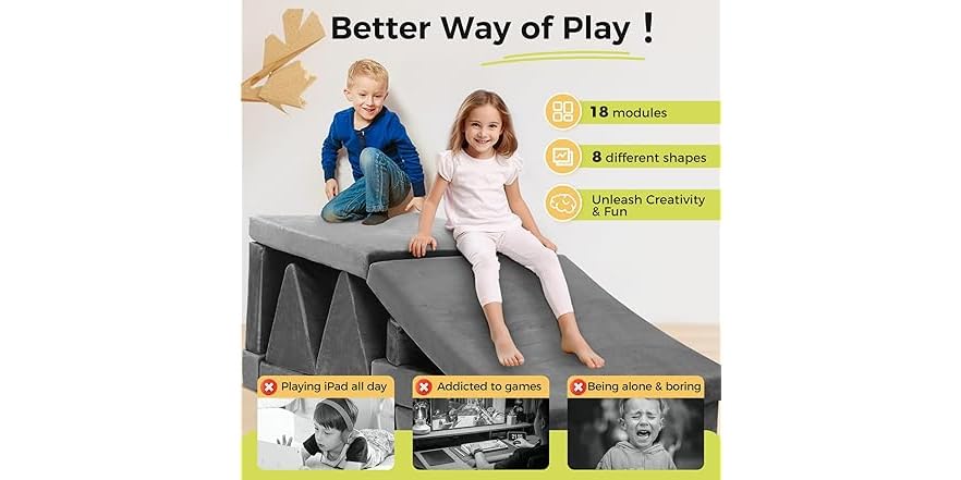 18-Piece Kids Modular Play Couch – Build, Stack & Lounge Fun - Image 2