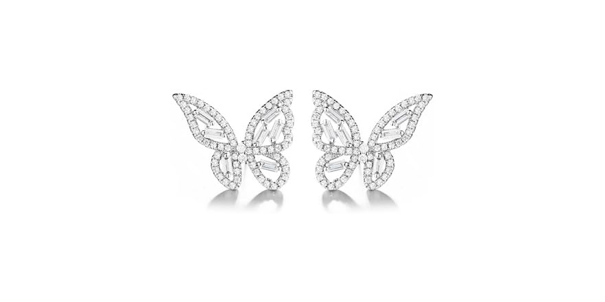 Boucles D'oreilles Papillon En Argent Avec Topaze Mystique - Neuves Sans Emballage