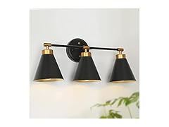 3 Light Vanity Light Black Gold