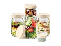 EKACO 4 Pack Glass Salad Jars 32 Oz - Leakproof Mason Jars