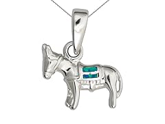 Sterling Silver Rhodium Created Opal Horse 18" DC