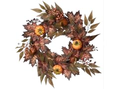 24" Autumn Wreath Ivy & Pumpkins