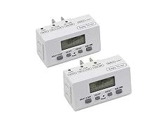 Clear Power 24 Hour Programmable Indoor Digital Timer, 2 Pack