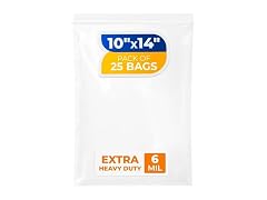 10" x 14" Reclosable Plastic Zip Bags, Pack of 25