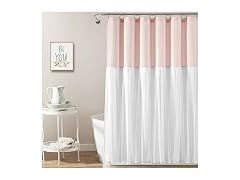 Lush Decor Tulle Skirt Colorblock Shower Curtain