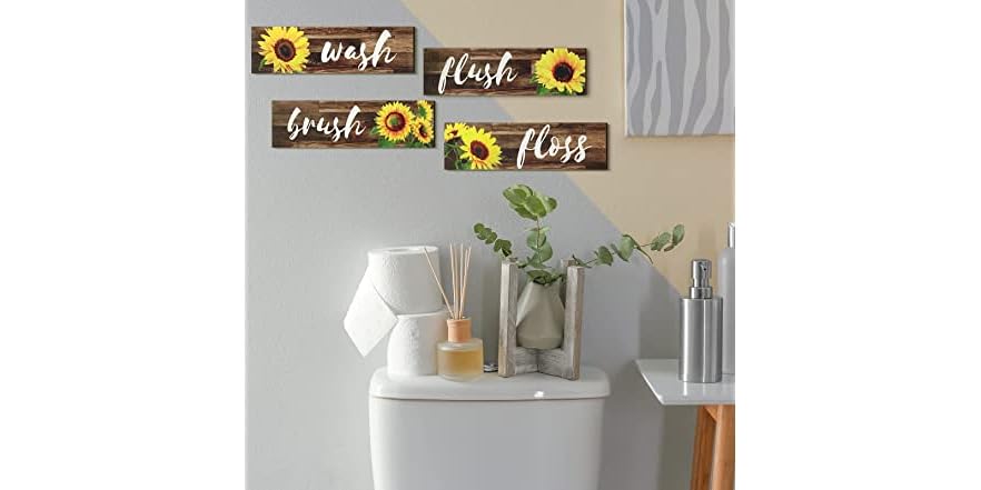 4 Pieces Bathroom Wall Decor Signs