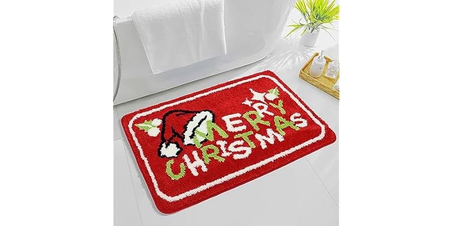 Santa Clause Hat Christmas Bathroom Rug