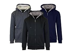 2PK Mens Sherpa Lined Fleece Zip Hoodie