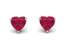 CZ Heart Ruby Earrings