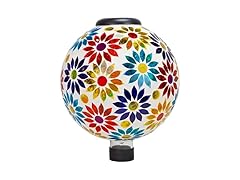 Sunnydaze 10 inch Solar Gazing Ball for Garden, Midsummer Dahlias