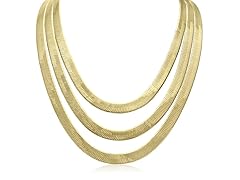 Gold Herringbone Chain Necklace