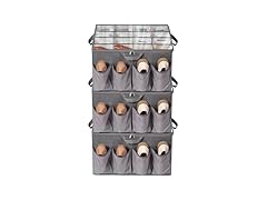 Fabric Shoe Organizer for Closet, Grey, 3 Pack