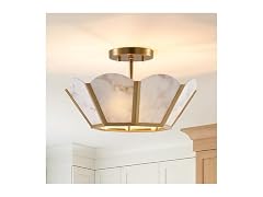 Gold Semi Flush Mount Chandelier Light for Kitchen, 15"