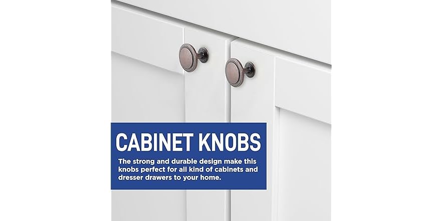 LifeMaster 25pcs 1-1/4" Matte Black Cabinet Knobs - Rust-Proof, Modern Design, Strong Zinc Alloy, Drawer Pulls With Short And Adjustable Screws - Stylish Handles For Kitchen, Dresser, And Cabinets