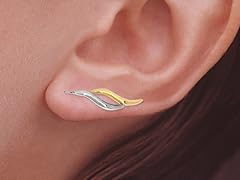 Silver 2Tone Dble Swirl Ear Pin Earrings