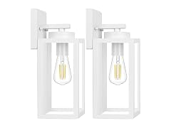 BesLowe White Exterior Wall Lanterns 2 Pack