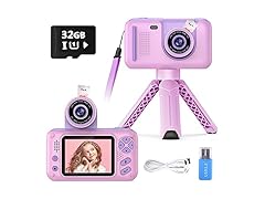 PURULU Kids Camera with Flip-up Lens for Selfie & Video, HD Digital Camera with 32GB SD Card, Ideal for 3-8 Years Old Girls Boys on Birthday Christmas Party as Gift (Open Box)