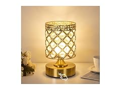 TOBUSA  Gold Crystal Rechargeable Cordless Table Lamp