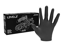 Level 3 Pro Nitrile Gloves, Black, Medium 100pc