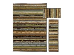 3 PC Nylon Area Rug Set Beige/Blue