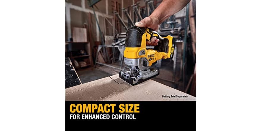 DEWALT DCS335B 20V MAX Cordless Jig Saw (Bare Tool) - Barrel Grip, 3,200 SPM, Brushless Motor, 4-Position Orbital