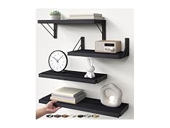 BAYKA 4pc Wood Floating Bathroom Shelves