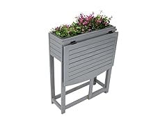 Sunnydaze NPH-458 Acacia Table with Planter - Gray