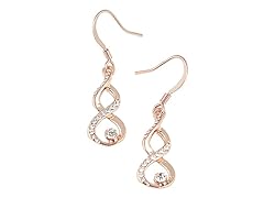 Rose Gold Spiral Earrings with Simulated Diamond Stud and Trim
