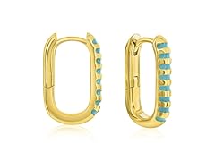 Enemal Turquoise Stripe Hoop Earrings 
