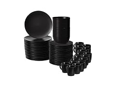 64-Pc Modern Dinnerware Set for 16, Black