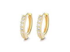 14K Gold Sterling Huggie Hoop Earring
